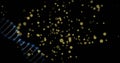 Image of dna strand over moving spots