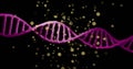 Image of dna strand over moving spots