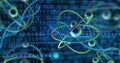 Image of dna strand and scientific data processing over binary coding Royalty Free Stock Photo