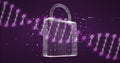Image of dna strand, scientific data processing over padlock Royalty Free Stock Photo
