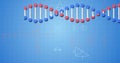 Image of dna strand spinning, data processing and mathematical equations Royalty Free Stock Photo