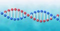 Image of dna strand spinning over blue background Royalty Free Stock Photo