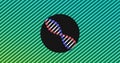 Image of dna strand spinning over glowing neon stripes Royalty Free Stock Photo