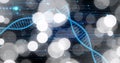 Image of dna strands over data processing Royalty Free Stock Photo