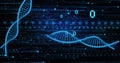 Image of dna strands over data processing Royalty Free Stock Photo
