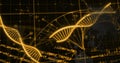 Image of dna strands over data processing Royalty Free Stock Photo