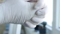 Image with Doctor Hands Wearing Surgical Gloves Needed in Protection Against Coronavirus Contamination Royalty Free Stock Photo