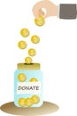 Image of donating hand in the tips jar Royalty Free Stock Photo