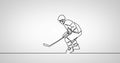 Image of drawing of male hockey player on white background