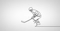 Image of drawing of male hockey player on white background