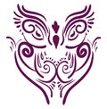 Purple owl vector or color illustration