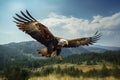 Image of an eagle flying in the forest, Bird, Wildlife Animals., Generative AI, Illustration Royalty Free Stock Photo