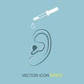 Image ear and pipette. Vector illustration.