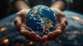 An image of earth held in the hand - an environment concept - Europe, provided by NASA. Royalty Free Stock Photo