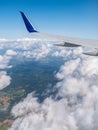 earth and plane wing view from an illuminator Royalty Free Stock Photo