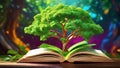 Growing Wisdom: Tree Sprouting from the Pages of Knowledge