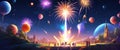 Cosmic Pyrotechnics: Aesthetic Fireworks in the Celestial Realm