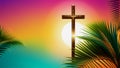 Palm Sunday Radiance: Christian Cross with Palm Leaves