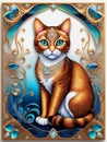Feline Elegance: Cat Adorned with Beautiful Ornaments