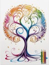 Whimsy in Bloom: Colorful Fantasy Tree Delight