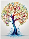 Whimsy in Bloom: Colorful Fantasy Tree Delight