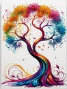 Whimsy in Bloom: Colorful Fantasy Tree Delight