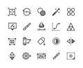 Image editing line icons. Crop, flip and rotation instruments, color balance and tone curve adjustment. Vector editing