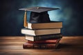 Image Education concept graduation cap on a stack of books Royalty Free Stock Photo