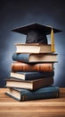 Image Education concept graduation cap on a stack of books Royalty Free Stock Photo