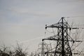 Pylons and birds in silhouette Royalty Free Stock Photo