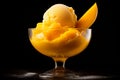 mango sorbet in snifter glass