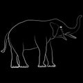 Image elephant outline white standing graphics design