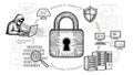 The image emphasizes themes of hacking, data protection, and Royalty Free Stock Photo