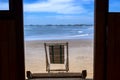 View of A Tropical Beach through A Beach Hut Front Door Royalty Free Stock Photo