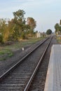 Empty railways on sunset sky background Royalty Free Stock Photo