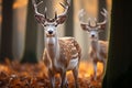 Image European fallow deer in autumn forest, a picturesque wildlife scene