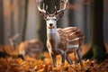 Image European fallow deer in autumn forest, a picturesque wildlife scene