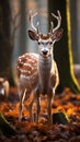 Image European fallow deer in autumn forest, a picturesque wildlife scene