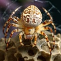 Image of european garden spider on a cobweb. Insect. Illustration, Generative AI