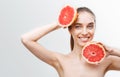 Woman with Grapefruit Royalty Free Stock Photo