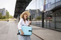 Image of excited young pretty woman tourist posing