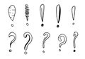 Image of an exclamation mark icon and Vector Sketch Question Mark isolated on a white background Royalty Free Stock Photo