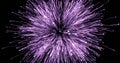 Image of exploding purple fireworks on black background