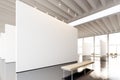 Image exposition modern gallery,open space.Blank white empty canvas hanging contemporary art museum.Interior loft style Royalty Free Stock Photo