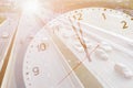 Image of expressway to countryside show transportation traffic flow at noon time with double image effect of clock and bright Royalty Free Stock Photo