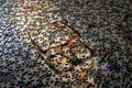 Image of eye glasses casting a shadow on a large group of puzzle pieces Royalty Free Stock Photo