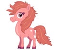 image of a fabulous pink pony. cute little horse with a big mane.