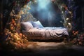 fairy bed magical fairytale world Royalty Free Stock Photo