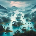 image of fairy landscape at Lake Tuyen Lam, Da Lai in the lower world.