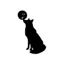 Image of fairy tale Marzipan man. Black silhouette of fox with candy